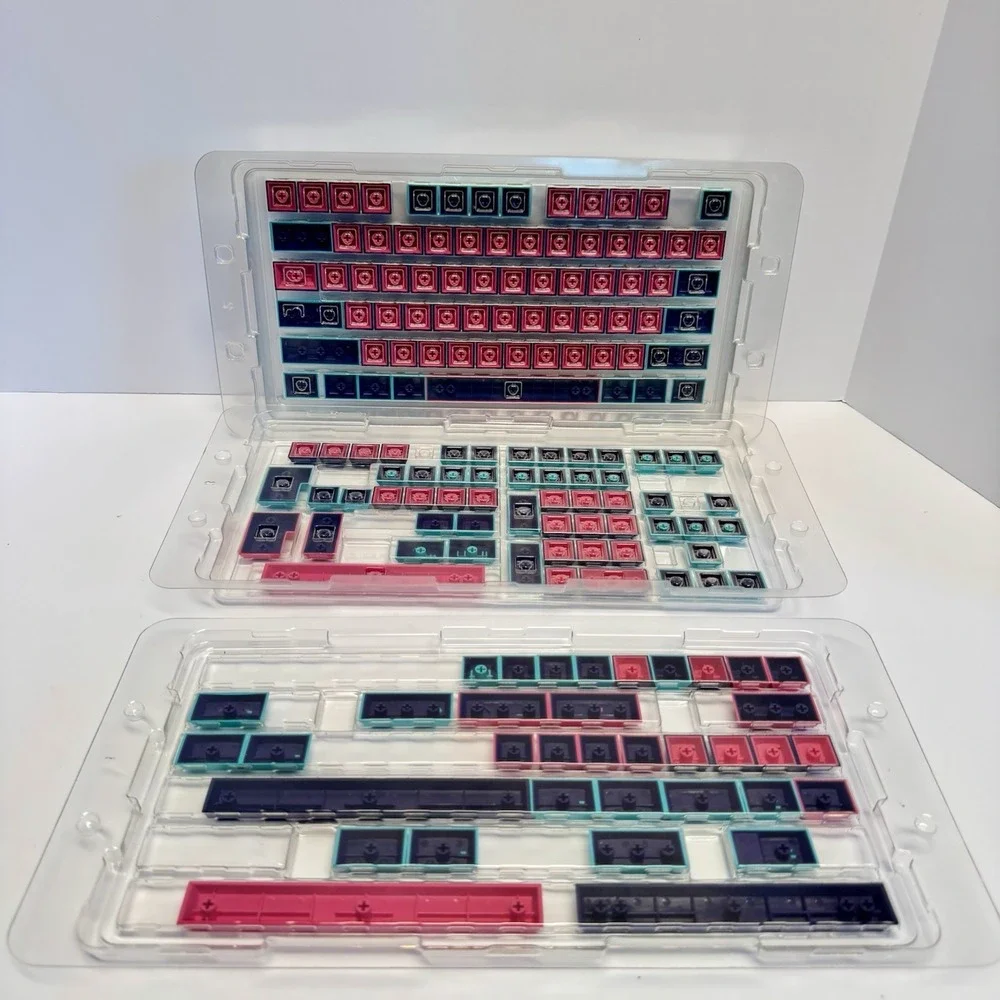 Shurikey Gear Double Shot Keycap Set Purple Pink Teal for Cherry MX 167 Keys